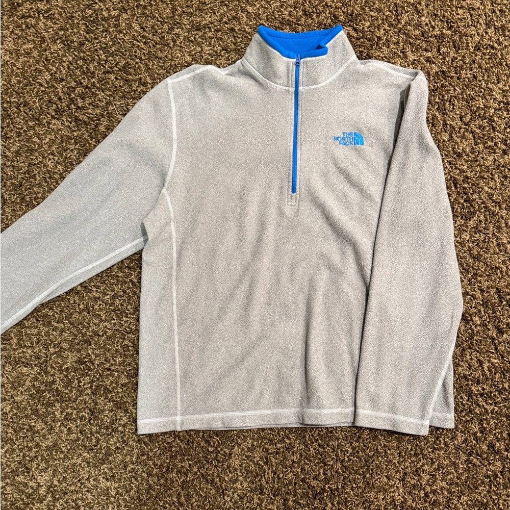 The North Face Gray Fleece with Blue Collar Trim